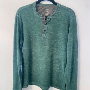 Gap Green Henley Longsleeve Shirt Mens L